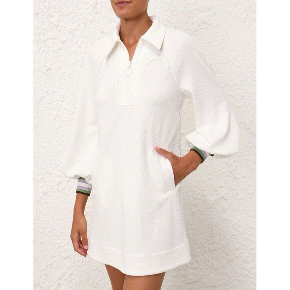 Zimmermann Natura Textured Jersey Dress Sz 0 US XS Preppy Old Money - Picture 4 of 11